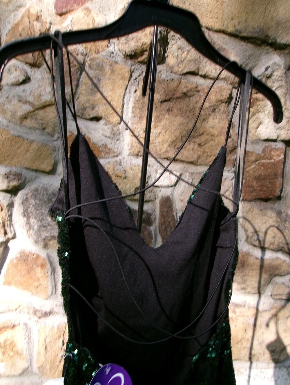 Windsor Emerald Green Sequin Mini Dress with Strappy V-Neck Size S - Picture 4 of 8